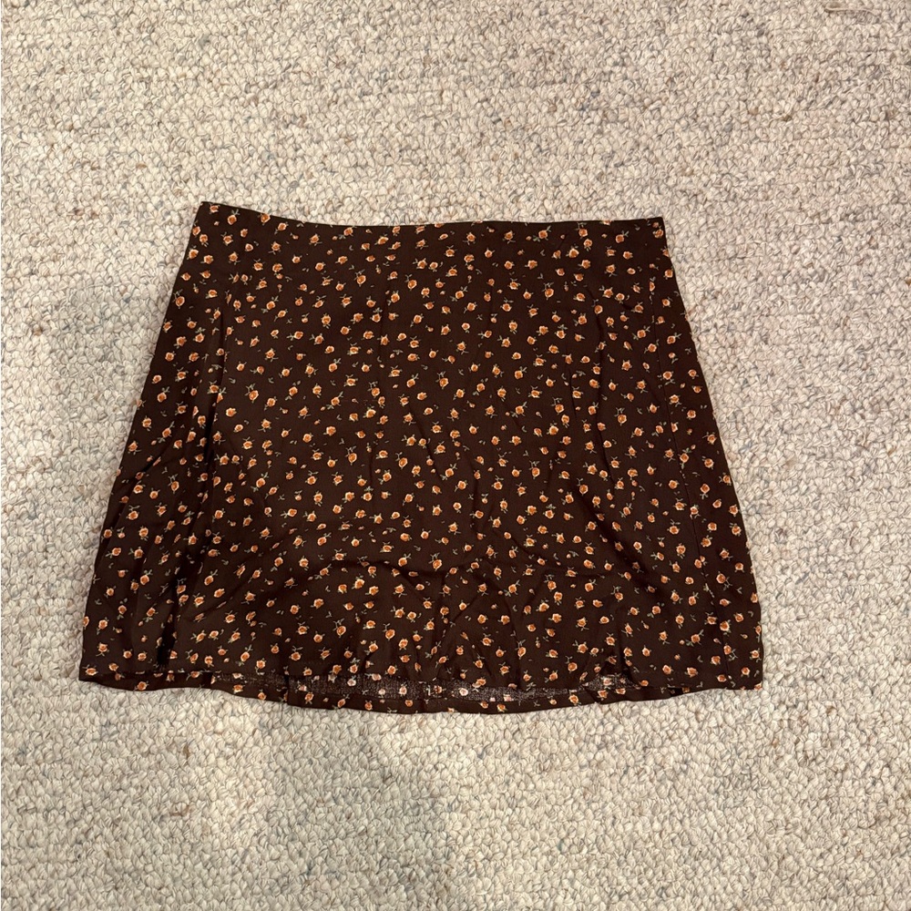 Garage Brown Floral Mini Skirt